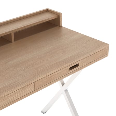 Bureau Hyppolite blanc bois naturel / Chêne - Hartô