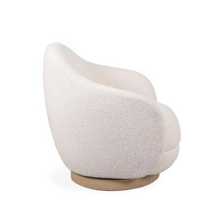 Fauteuil pivotant Bozzolo tissu blanc beige / Moyen modèle - L 75 cm / Laine bouclette - Maison Sarah Lavoine