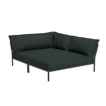 Canapé de jardin modulable Level 2 Cozy tissu vert / Dossier extra moelleux & assise profonde - Angle droite - L 173,5 x P 139 cm - Houe