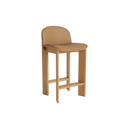 Chaise de bar Chisel 35 Low / H 65 cm - Rembourrage cuir - Hay