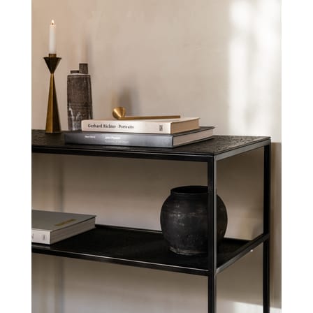 Console Pentagon métal noir / 150 x 40 cm x H 75 cm - Plateaux sculptés main - Ethnicraft