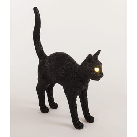Lampe sans fil rechargeable Jobby the Cat plastique noir / L 46 x H 52 cm - Seletti