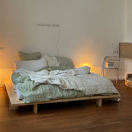Lit double Japan bois naturel / Pour matelas 180 x 200 cm - KARUP