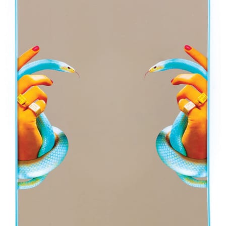 Miroir Toiletpaper plastique multicolore / Mains & serpents - Large H 40 cm - Seletti