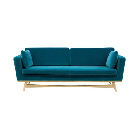  Straight sofa textile blue natural wood / L 210 cm - Velvet - RED Edition