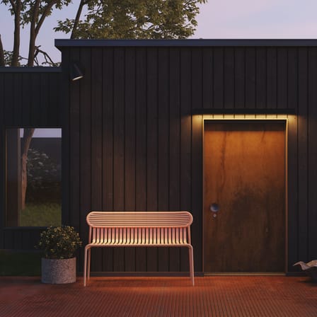 Banc avec dossier Week-end métal rouge / Aluminium - L 121 cm - Petite Friture