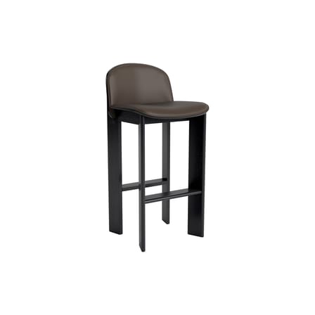 Chaise de bar Chisel 35 High / H 75 cm - Rembourrage cuir - Hay