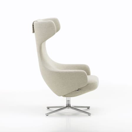 Fauteuil rembourré Grand Repos tissu gris beige / Pivotant & inclinable - Vitra