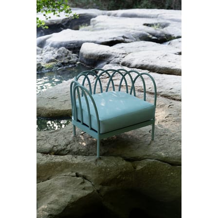 Fauteuil rembourré Les Arcs métal bleu / Aluminium - Coussin inclus / Seconde vie - Unopiu