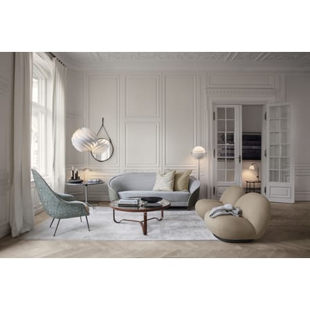 Fauteuil rembourré Pacha tissu blanc / Pierre Paulin - Réédition 1975 - Gubi
