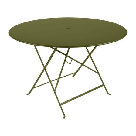 Table pliante Bistro métal vert / Ø 117 cm - 6/8 personnes - Trou parasol - Fermob