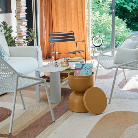Tabouret Piapolo métal beige / Coffre rangement - Fermob
