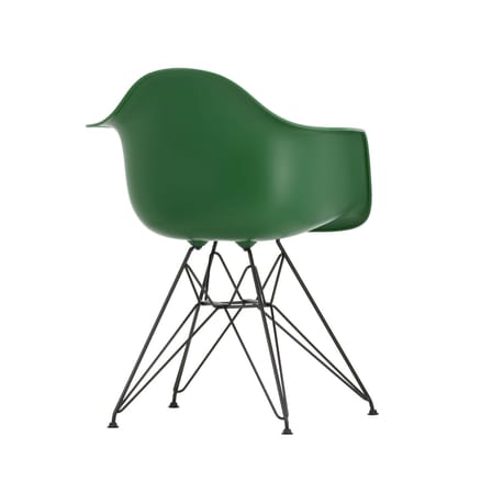 RE DAR - Eames Plastic Armchair Armchair plastic material green / (1950) - Black Base, legs / Recycled - Vitra