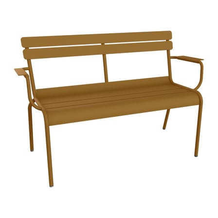 Banc avec dossier Luxembourg métal jaune / 2 places - L 131 cm - Fermob