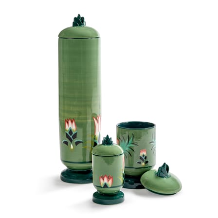 Boîte Flamboyance céramique vert / Small - Ø 8  x H 17 cm - Serax