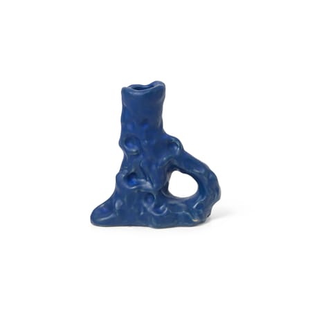Bougeoir Dito céramique bleu / 6 x 11 x H 12 cm - Grès - Ferm Living