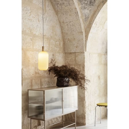 Buffet Haze métal verre beige / L 110 x H 90 cm / 2 portes verre cannelé - Ferm Living