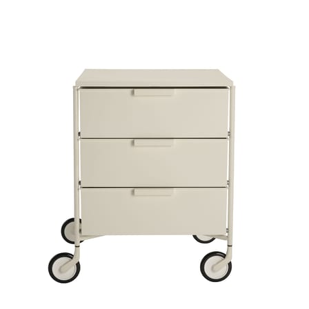Caisson à roulettes Mobil plastique blanc / 3 tiroirs - Version mate/ Antonio Citterio, 1994 - Kartell