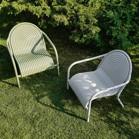 Fauteuil bas Groove Lounge métal beige - Tom Dixon