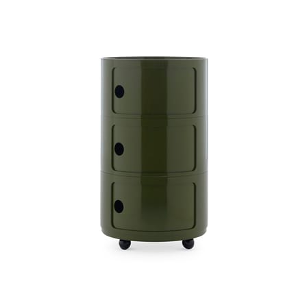 Rangement Componibili New Big plastique vert / 3 tiroirs - Ø 42 x H 69,5 cm - Kartell