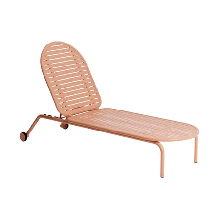 Transat inclinable à roulettes Week-end métal rose / Aluminium - Petite Friture