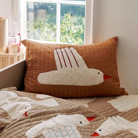 Coussin Bird Quilted tissu marron beige / 60 x 40 cm - Coton bio - Ferm Living