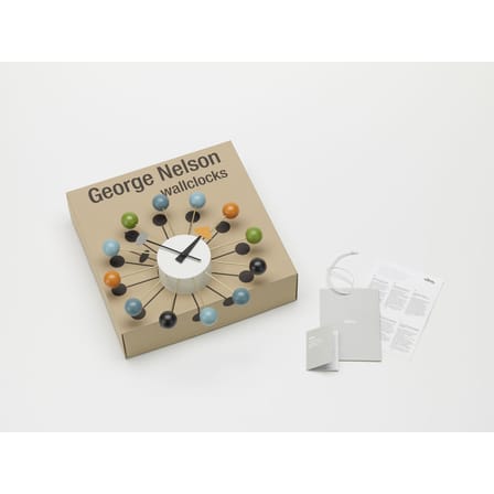 Horloge murale Ball Clock bois multicolore / By George Nelson, 1948-1960 / Ø 33 cm - Vitra