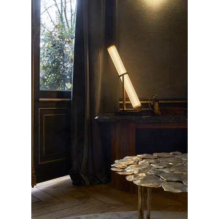 Lampe de table Frechin LED verre blanc / H 65 cm - marbre - DCW éditions