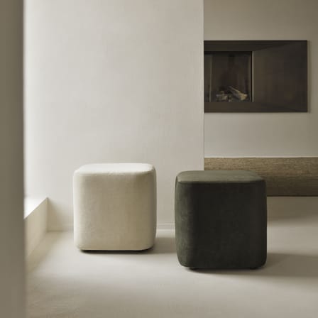 Pouf Cube tissu vert / Velours - Ethnicraft