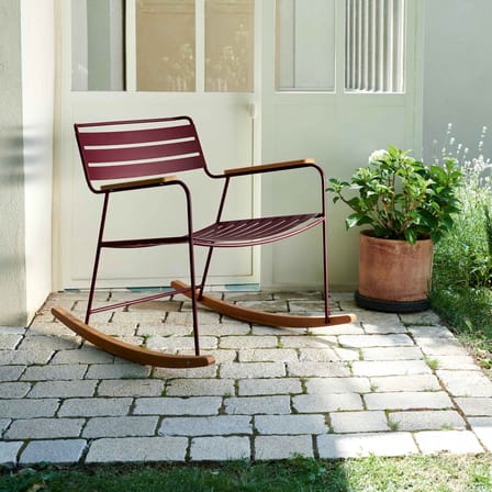 Rocking chair Surprising métal violet / teck - Fermob