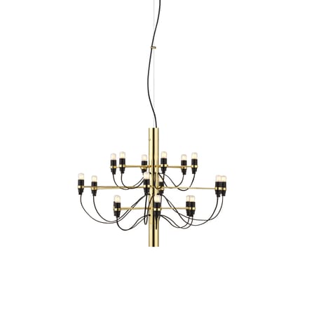 Suspension 2097 or métal / 18 ampoules dépolies INCLUSES - Ø 69 cm/ Gino Sarfatti, 1958 - Flos