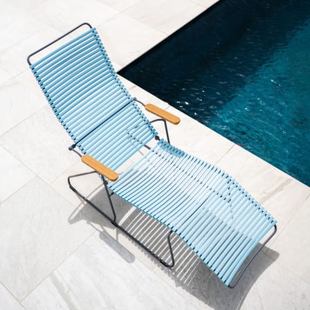 Transat inclinable Click Sunlounger plastique bleu / 7 positions - Houe