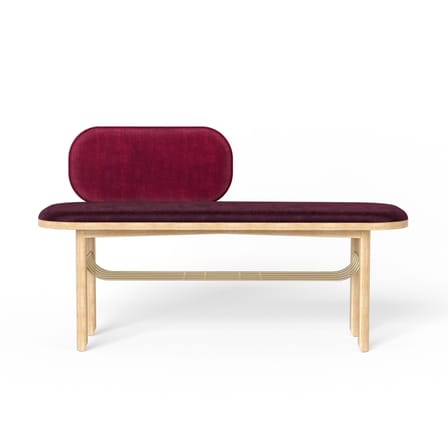 Banc rembourré Eustache tissu bois rouge / L 120 cm - Velours - Hartô