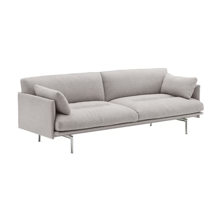 Canapé droit Outline Soft tissu gris / 3 places - L 220 cm - Muuto