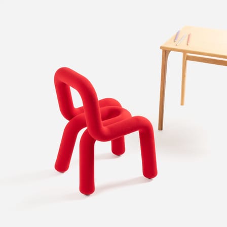 Chaise enfant Mini Bold tissu rouge / Rembourrée - Moustache