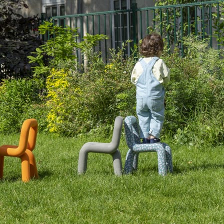 Chaise enfant Mini Bold tissu vert / Rembourrée - Moustache
