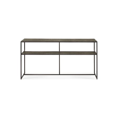Console Pentagon métal noir / 150 x 40 cm x H 75 cm - Plateaux sculptés main - Ethnicraft