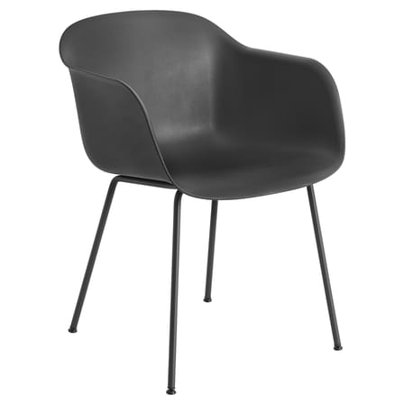Fauteuil Fiber plastique noir / Pieds métal - Plastique recyclé - Muuto