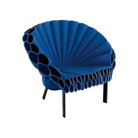 Fauteuil Peacock tissu bleu / Dror Studio, 2009 - Feutre ondulé - Cappellini