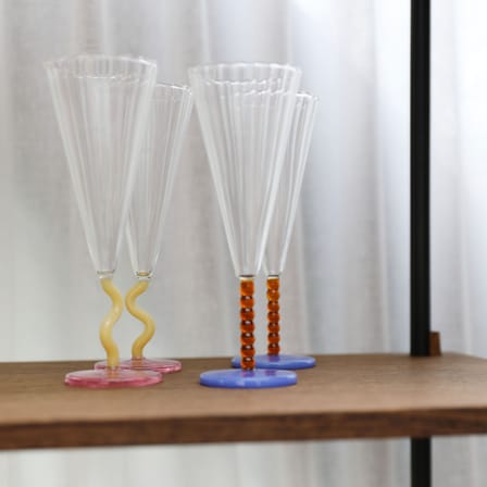Flûte à champagne Perle verre multicolore / Set de 2 - 18 cl - & klevering