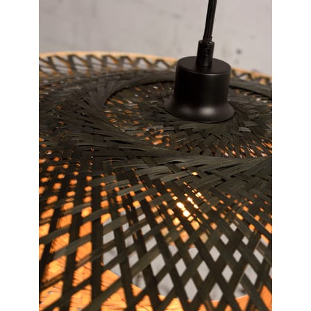Lampada a stelo Kalimantan nero legno naturale / Bambù - H 176 cm / Ø 60 cm - GOOD&MOJO