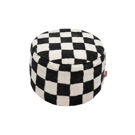 Pouf Point Teddy Chess / Tissu duveteux - Ø 50 cm - Fatboy