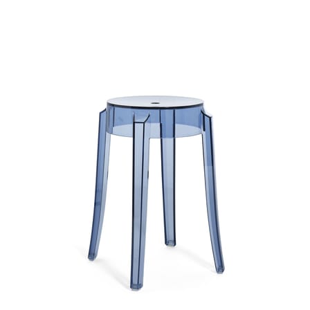 Tabouret empilable Charles Ghost plastique bleu / H 46 cm - Polycarbonate - Kartell