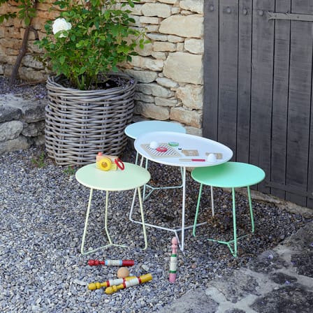 Tavolino Cocotte metallo beige / L 55 x H 43,5 cm - Piano/vassoio rimovibile - Fermob