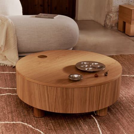 Tavolino Olles legno naturale / Baule - Ø 80 x H 30 cm - Ferm Living