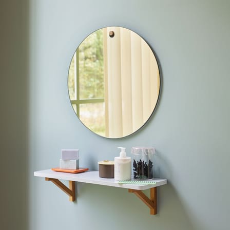 Hall Wall mirror wood silver / Ø 50 cm - HÜBSCH