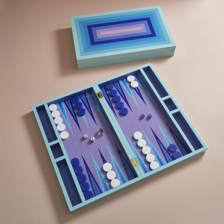 Set de Backgammon Scala bois bleu violet / Coffret laqué / Seconde vie - Jonathan Adler