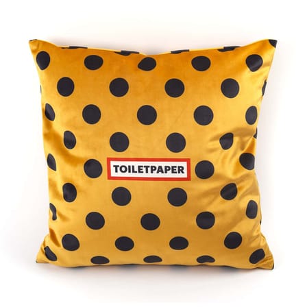 Cuscino Toiletpaper tessuto giallo multicolore / Shit - 50 x 50 cm - Seletti