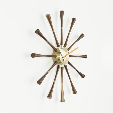 Horloge murale Spindle Clock bois naturel / By George Nelson, 1948-1960 / Ø 57 cm - Vitra