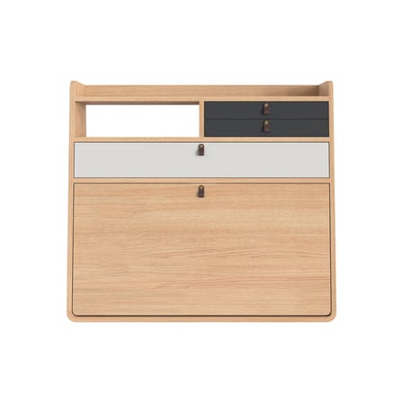 Secrétaire mural Gaston gris bois naturel / L 80 x H 72 cm - Chêne - Hartô